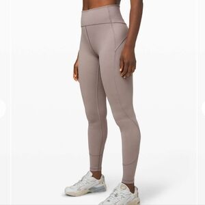 Lululemon In Movement Everlux Tights size 8 Grey /Beige